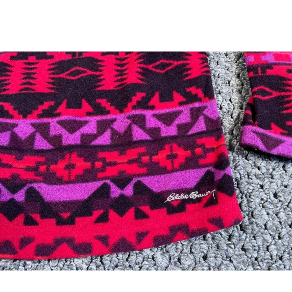 Eddie Bauer Aztec Geometric Pattern 1/4 Zip Fleece Pullover Women's Medium - Picture 4 of 6